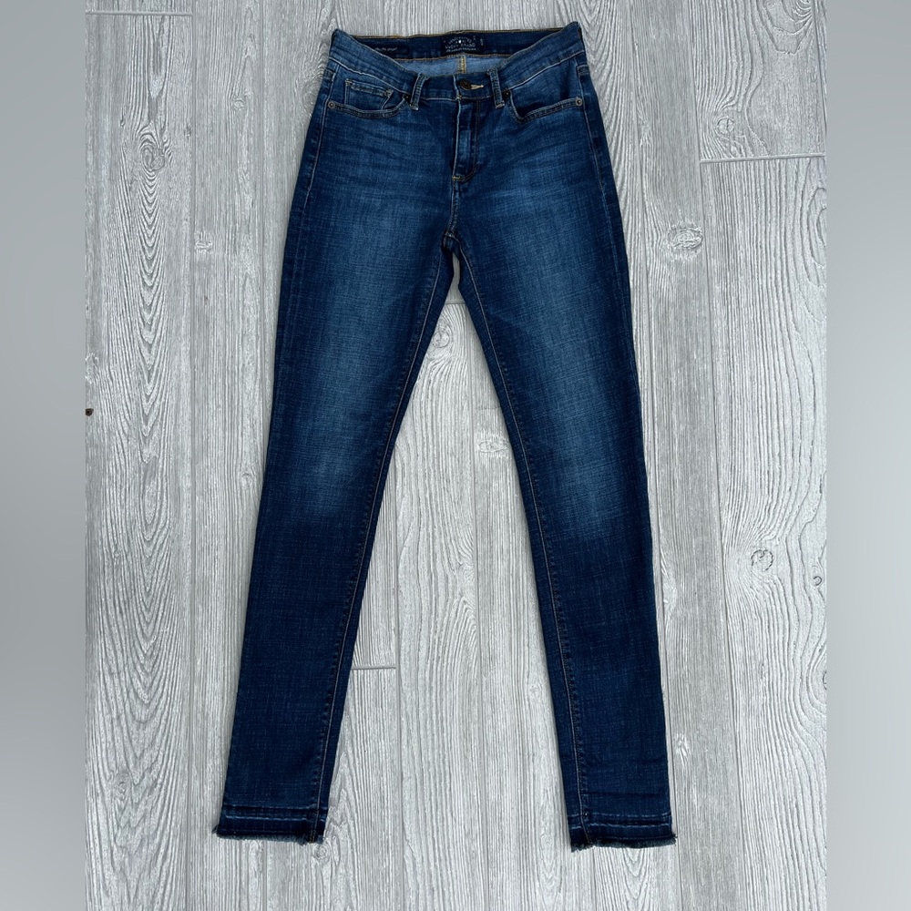 Lucky Brand Brooke Skinny Jeans Size 6 Dark Wash Mid Rise Raw Hem
